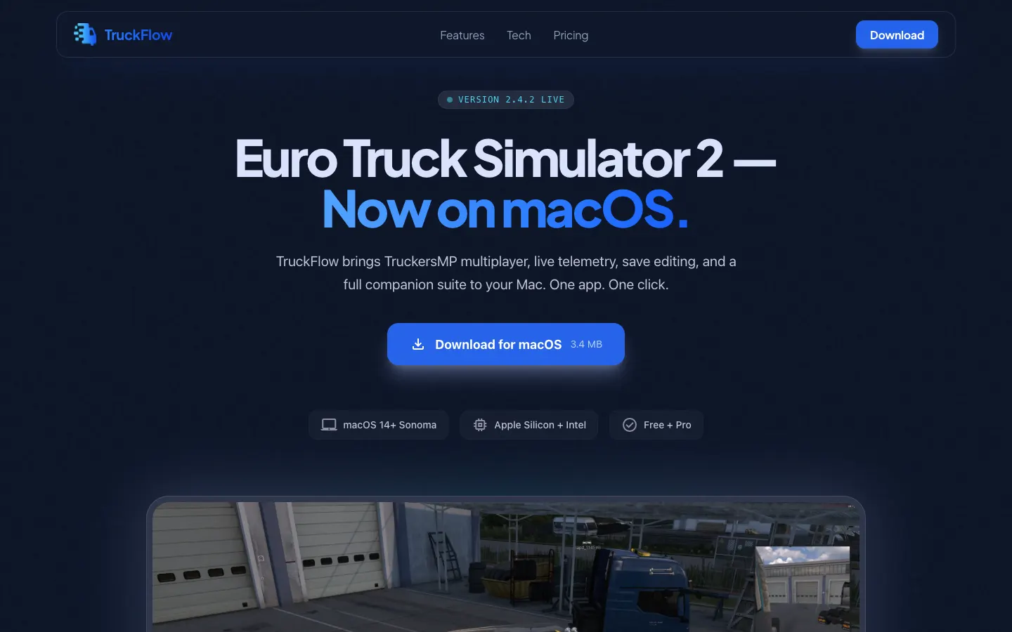 De homepage van TruckFlow.